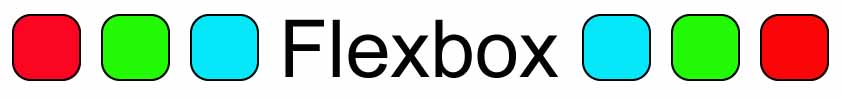 Page headline Says Flexbox with colored boxes on the side